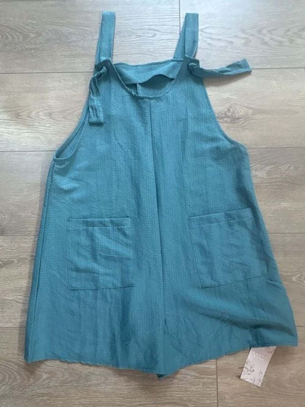 EMERY ROSE Romper Size L Blue Textured Pocket Jumpsuit